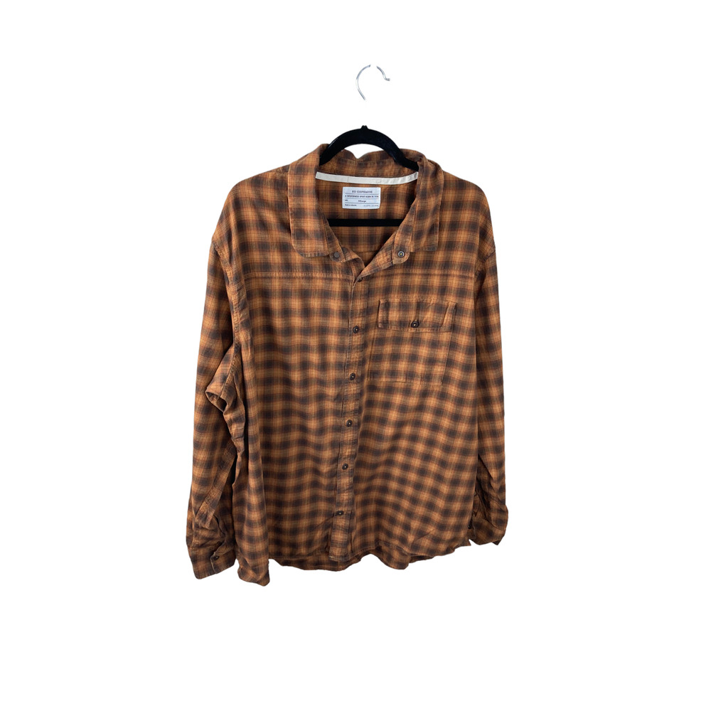 REI Cooperative XXL Rust Brown Wallace Plaid Flannel Button Front Shirt